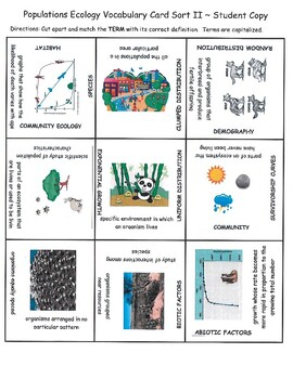 Population Ecology Vocabulary Card Sort By Space Kitty TpT