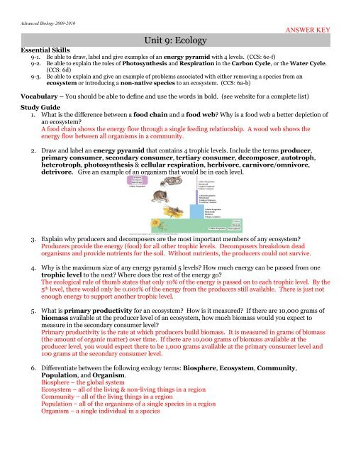 Population Ecology Worksheet