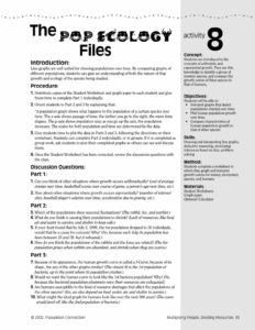 Population Ecology Worksheet