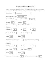 Population Genetics Worksheet 2 doc Population Genetics Worksheet 
