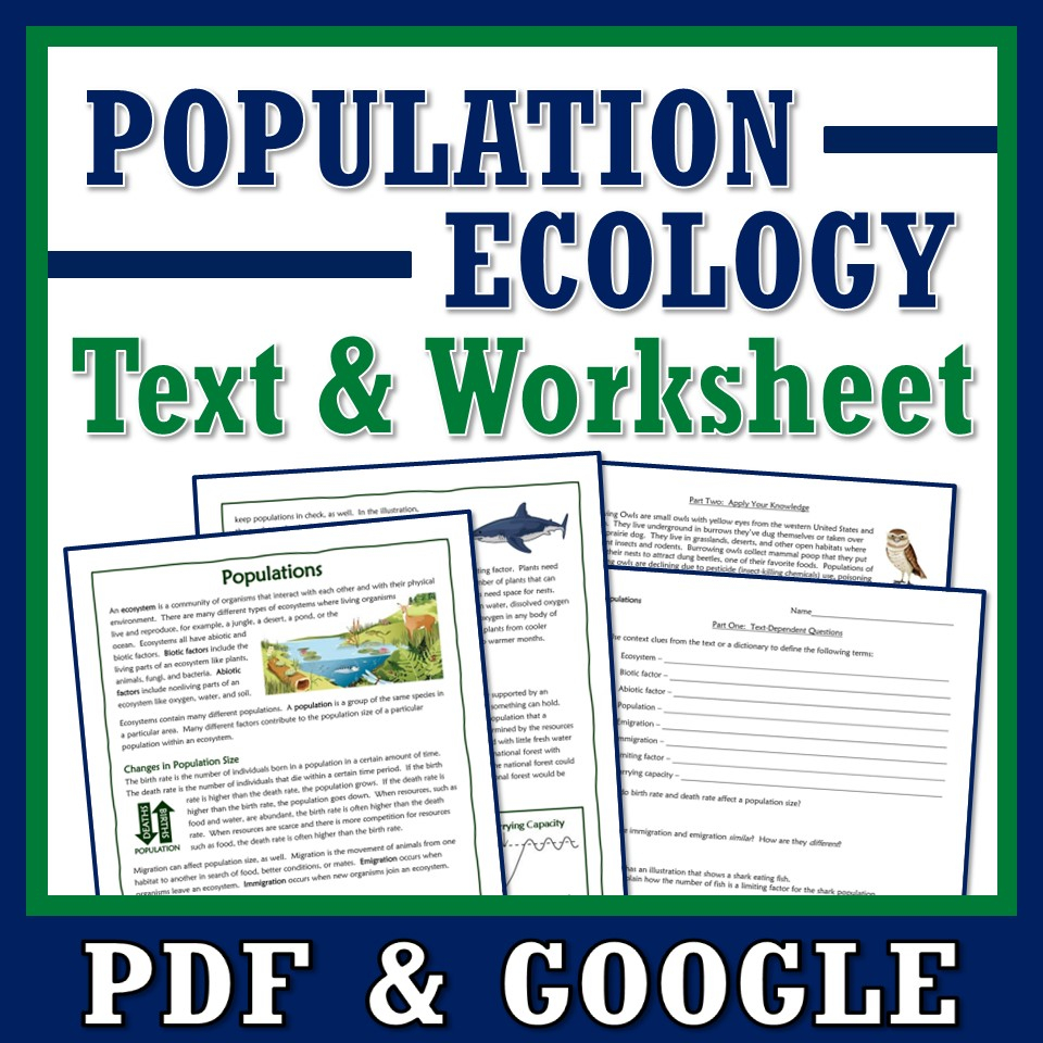 Populations Reading And Worksheet Flying Colors Science