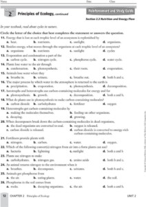 Principles Of Ecology Worksheet Answers Db excel