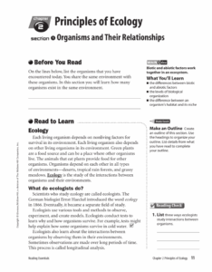 Principles Of Ecology Worksheet Answers Zipworksheet