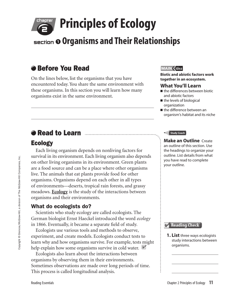 Principles Of Ecology Worksheet Answers Zipworksheet