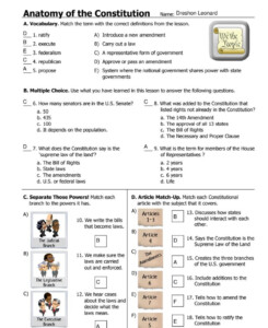 Printable Anatomy Of Constitution Icivics Answer Key Printable JD