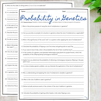 Probability In Genetics Comprehensive Worksheet Bozeman Science