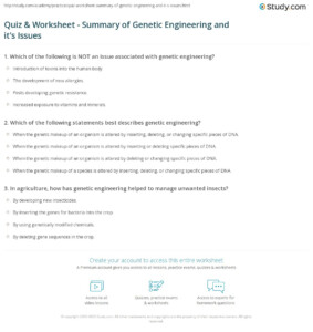 Quiz Worksheet Summary Of Genetic Engineering And It 39 s Issues
