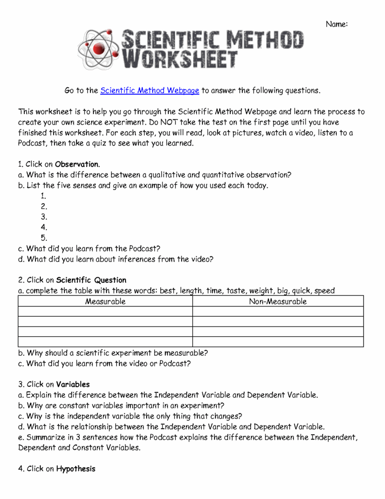 Scientific Method Worksheet Answers E streetlight