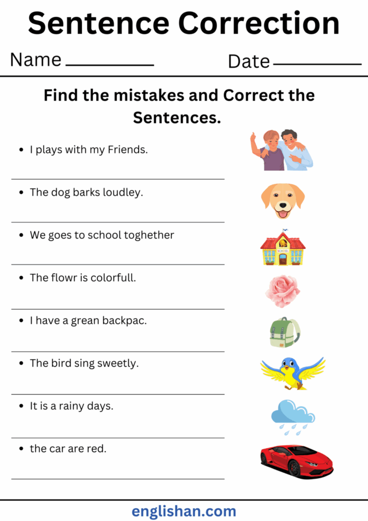 Sentence Correction Worksheets And Exercises With Answers