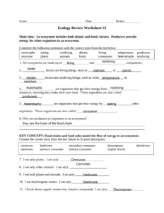 SOLUTION Ecology Review Worksheet 2 Studypool Worksheets Library