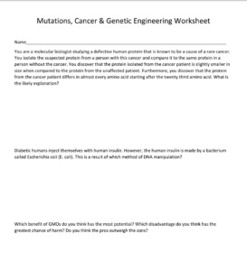 Solved Mutations Cancer 92 Genetic Engineering Worksheet Chegg