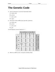 The Genetic Code Worksheet doc Name Class Date The Genetic Code 1 
