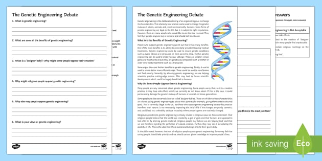 The Genetic Engineering Debate Worksheet Worksheets Genetic 