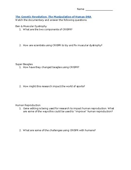 The Genetic Revolution The Manipulation Of Human DNA Worksheet TPT