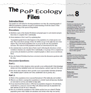 The Pop Ecology Files Students Are Introduced To The Concepts Of