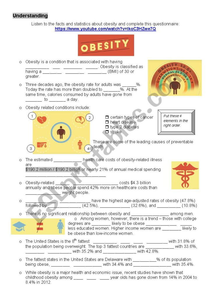 Understanding Obesity ESL Worksheet By Kpmc