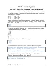 Understanding Population Genetics And Evolution Worksheet Course Hero