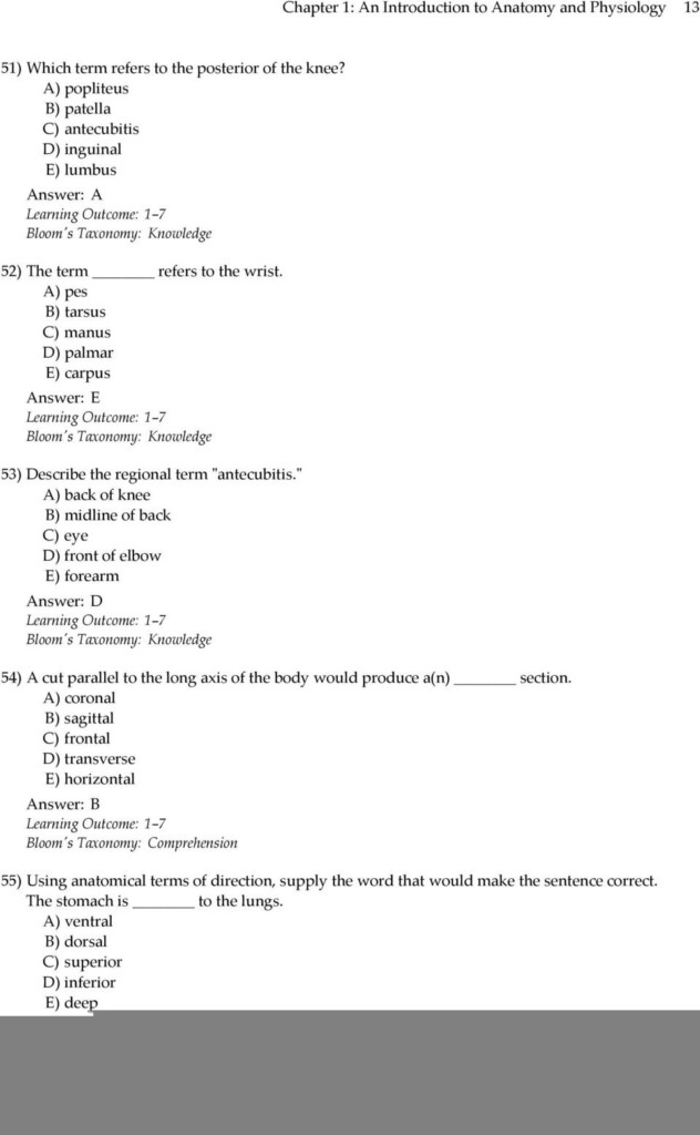 Unit 1 Introduction To Anatomy And Physiology Student Worksheet 