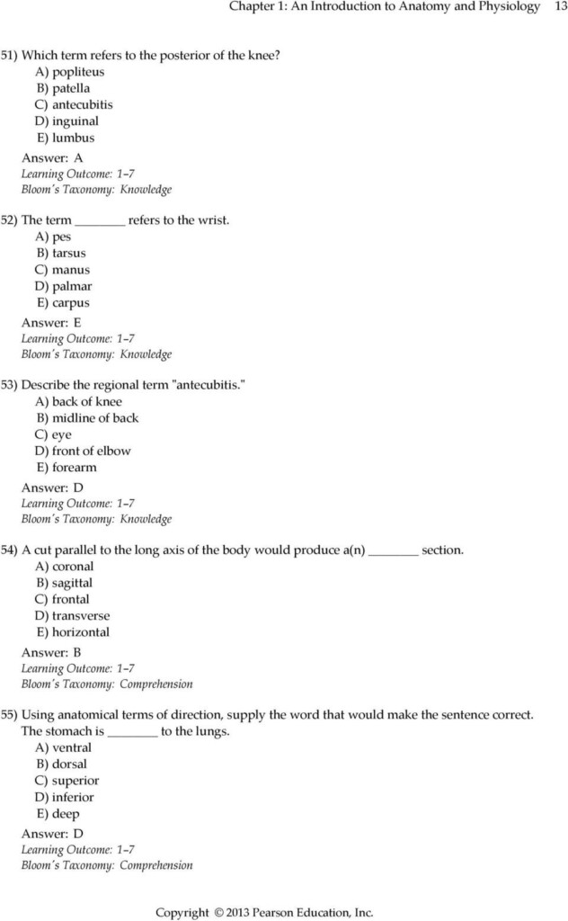 Unit 1 Introduction To Anatomy And Physiology Student Worksheet Answers 