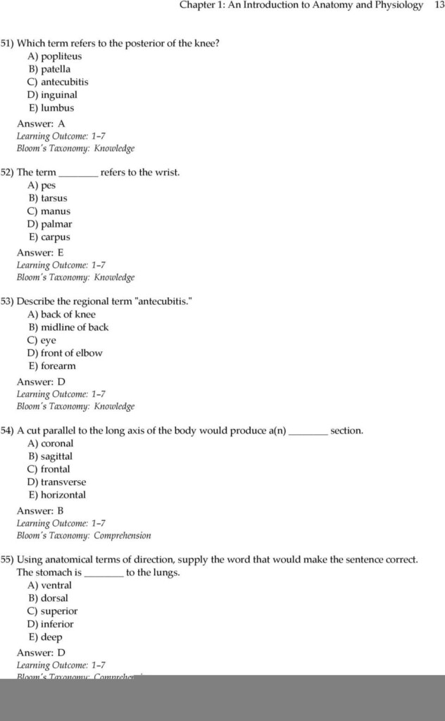 Unit 1 Introduction To Anatomy And Physiology Student Worksheet Answers 