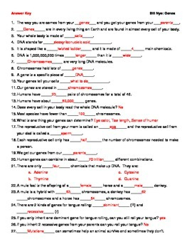 Video Worksheet Movie Guide For Bill Nye Genes By Seriously Science