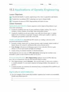 Worksheet 153 Applications Of Genetic Engineering Db excel