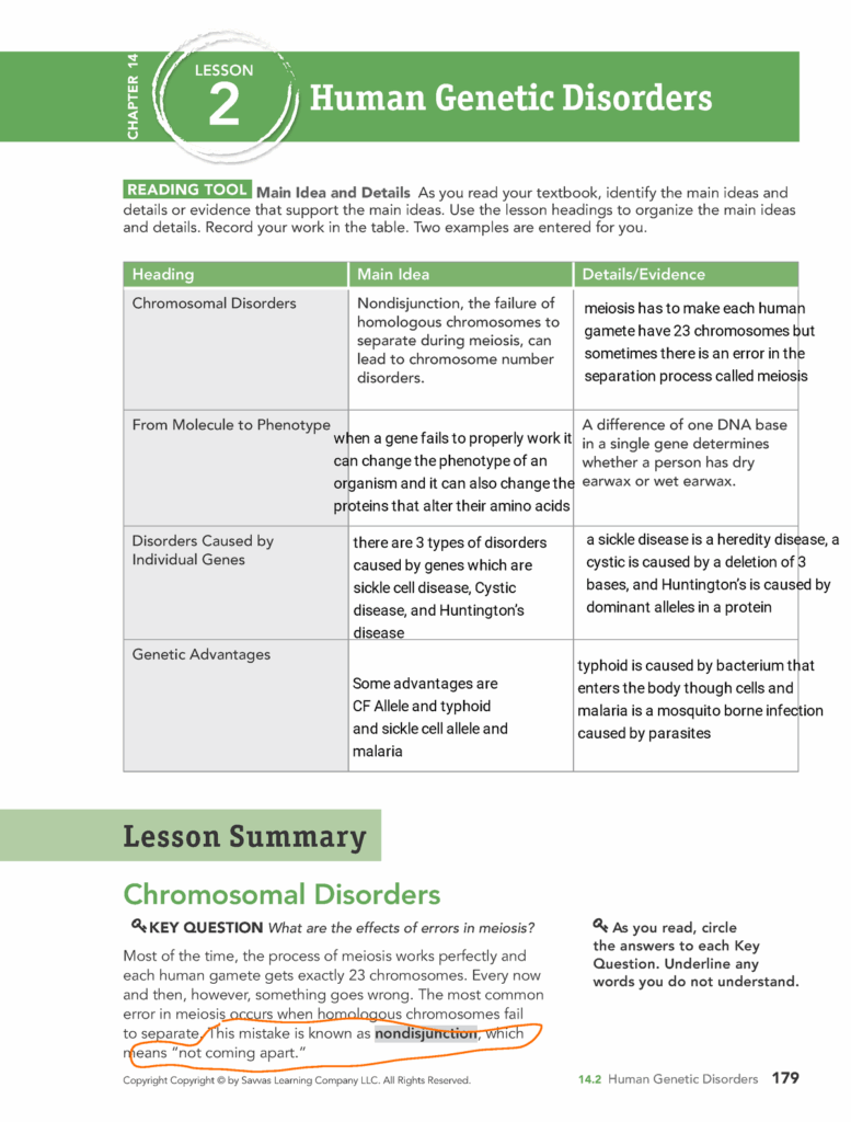 Worksheet Genetic Disorders Key Exercises Genetics Docsity 