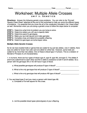 Worksheet Multiple Allele Crosses Answer Key Fill And Sign Printable 