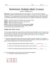 Worksheet Multiple Allele Crosses Answer Key Fill And Sign 
