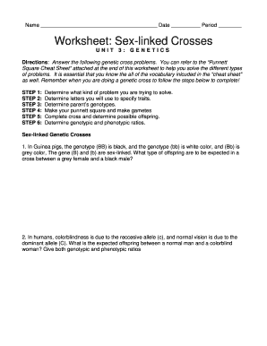Worksheet Sex Linked Crosses Unit 3 Genetics Fill Online Printable 