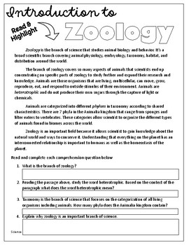 Zoology Activities Worksheets And More Packet TPT